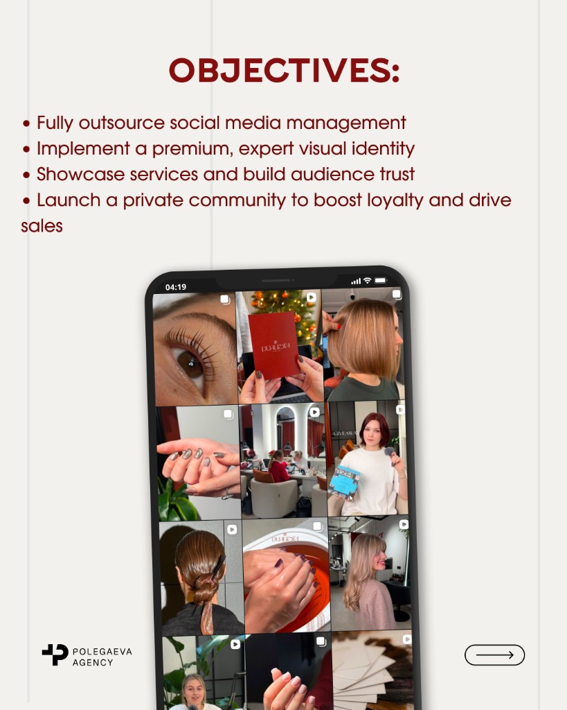 Objectives — Dualista beauty salon Instagram profile