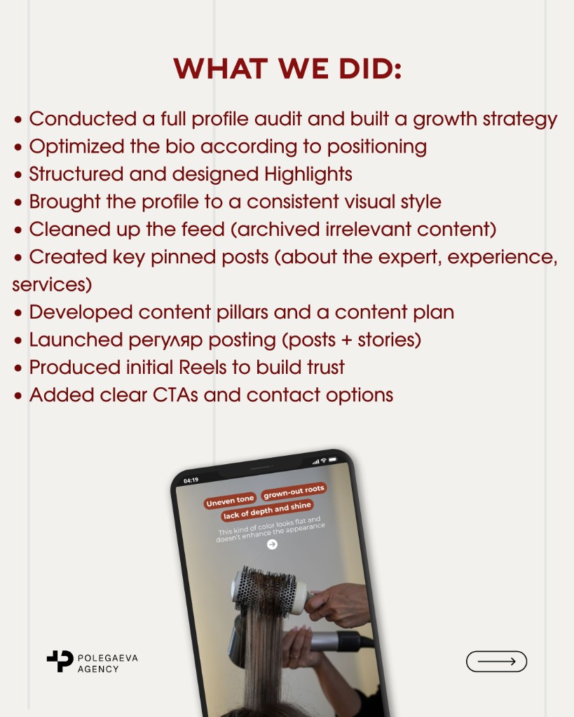 What we implemented — hair colorist Instagram content